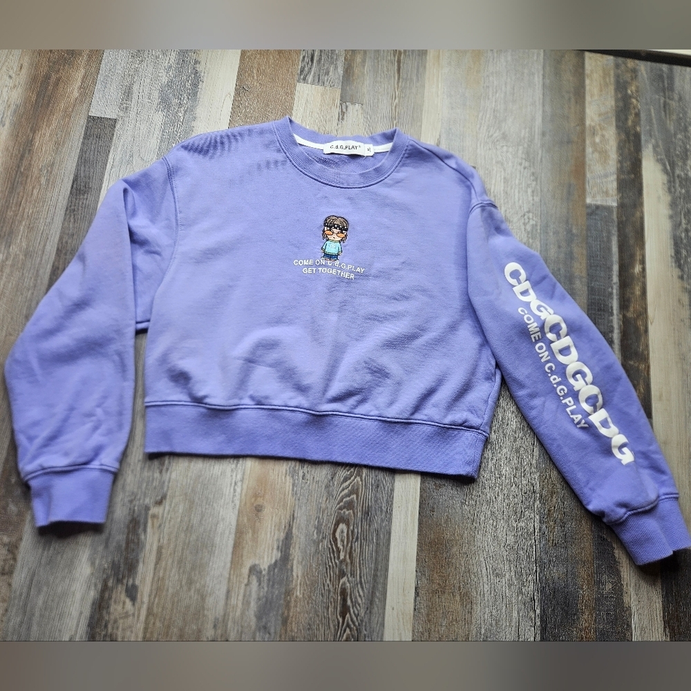 Comme Des Garcons Cropped Sweateshirt Purple Medium